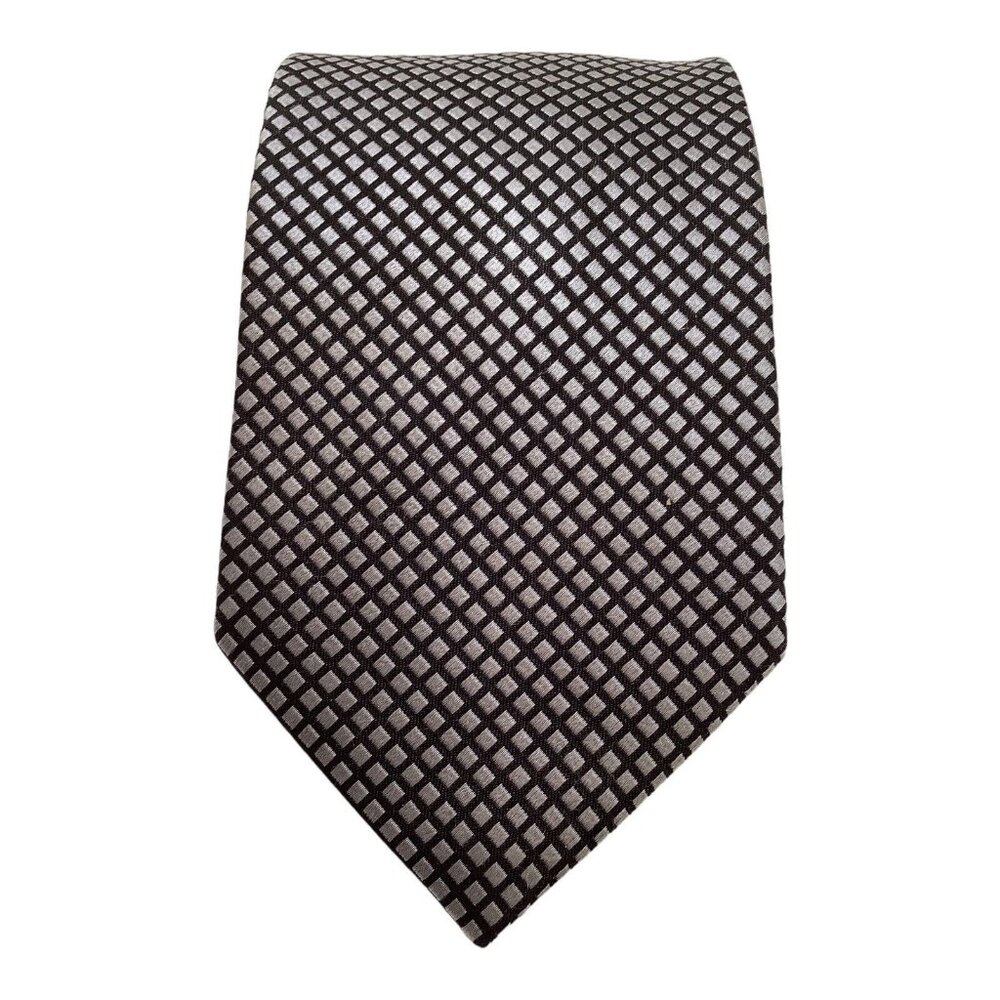 CACHAREL Gray Geometric Silk Tie Italy 57”/ 3.7" EC